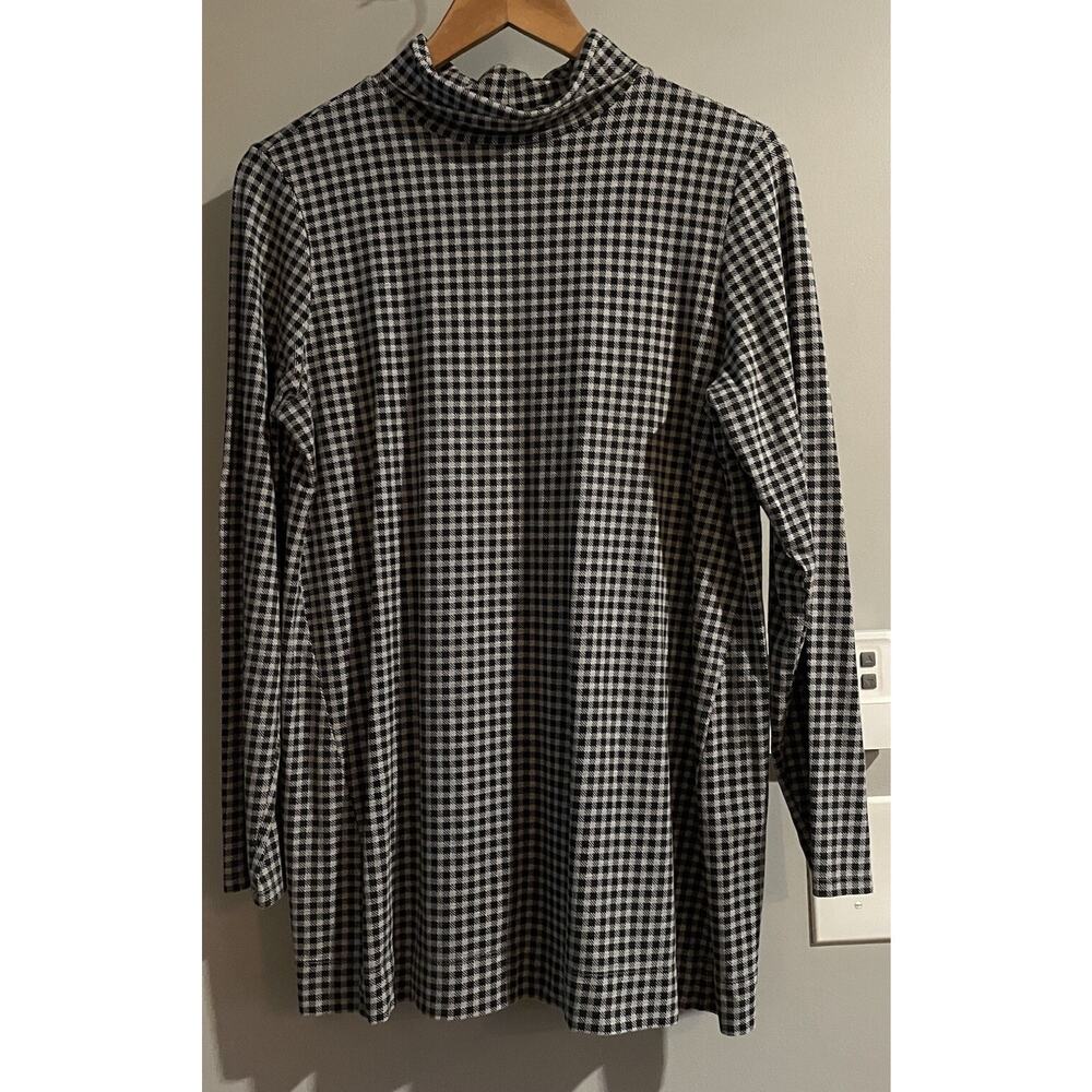 J Jill Top Luxe Supima Turtleneck‎ Checkered Soft Modal Cotton Blend Medium